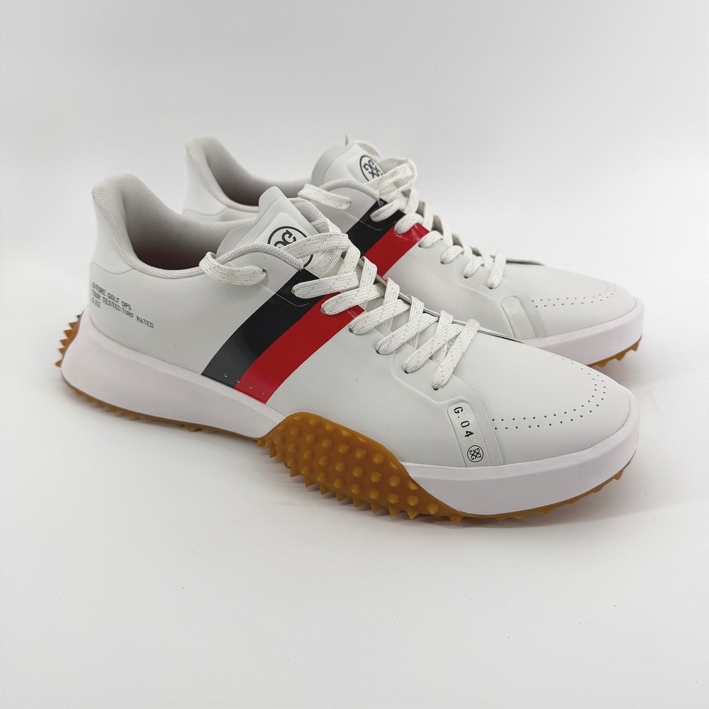 $225 NEW G/FORE G.112 Mens Golf Shoes White Red Navy Spikeless GMF000144 Size 12